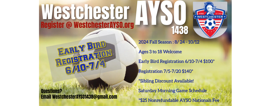 Fall 2024 AYSO Registration is OPEN!!